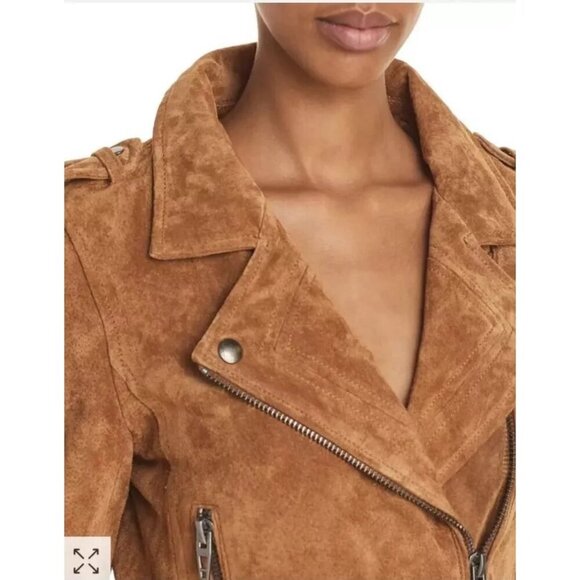 BlankNYC Suede Moto Jacket Alder Brown‎ Adjustable Buckle Zipper Pocket Women S - Picture 5 of 16